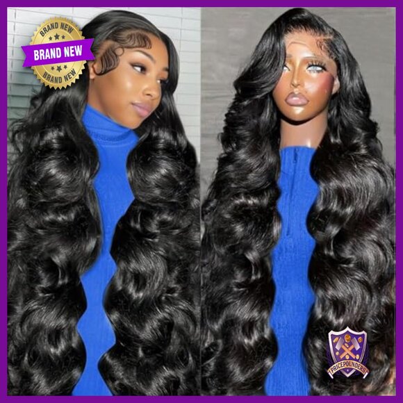 32 Inch Human Hair Lace Front Wig Pre Plucked 200% Density Body Wave